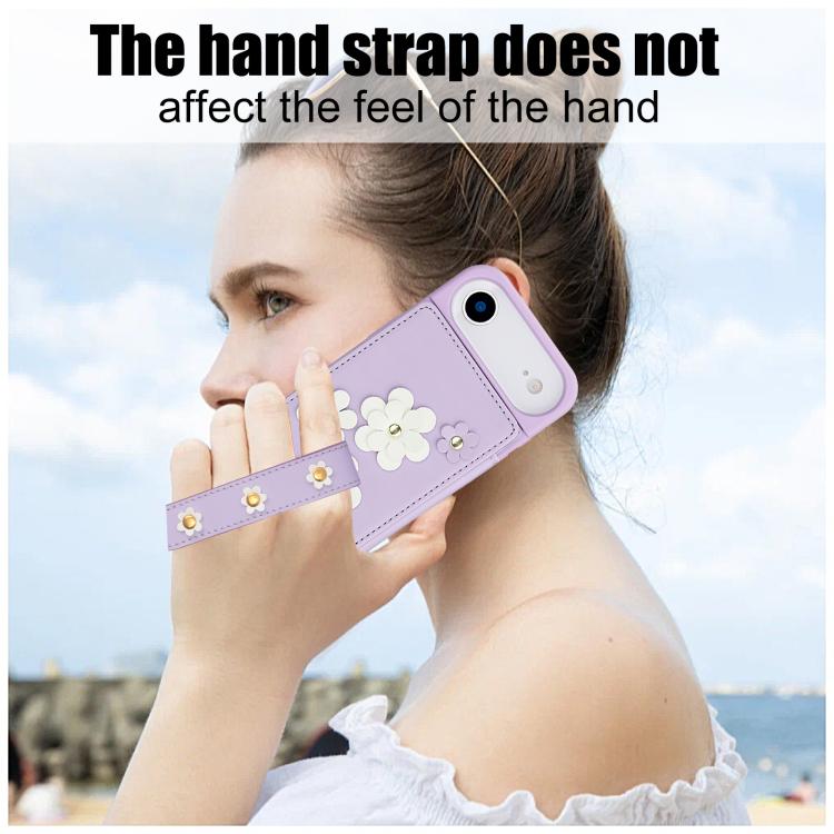 For iPhone Air Crossbody Flower Pattern Leather Phone Case(Purple) - iPhone Air Cases by buy2fix | Online Shopping UK | buy2fix