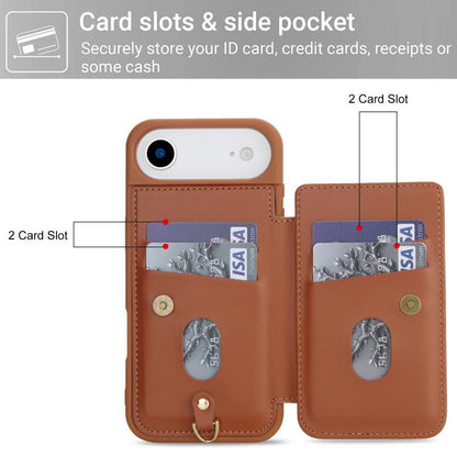 For iPhone Air Crossbody Flower Pattern Leather Phone Case(Brown) - iPhone Air Cases by buy2fix | Online Shopping UK | buy2fix