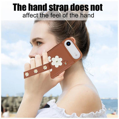 For iPhone Air Crossbody Flower Pattern Leather Phone Case(Brown) - iPhone Air Cases by buy2fix | Online Shopping UK | buy2fix