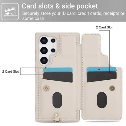 For Samsung Galaxy S25 Ultra 5G Crossbody Flower Pattern Leather Phone Case(White) by buy2fix