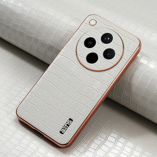For OPPO Find X8 AZNS Electroplated Frame Crocodile Texture Full Coverage Phone Case(White) - Find X8 Cases by AZNS | Online Shopping UK | buy2fix