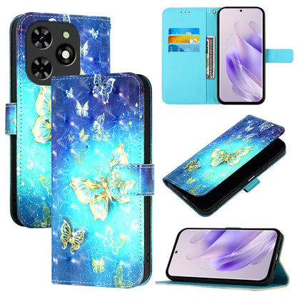 For Tecno Spark Go 2024 / Spark 20C 3D Painting Horizontal Flip Leather Phone Case(Golden Butterfly) by buy2fix