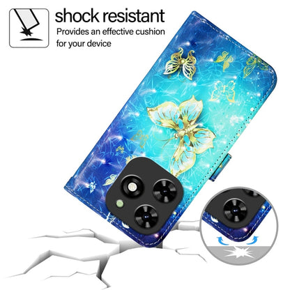 For Tecno Spark Go 2024 / Spark 20C 3D Painting Horizontal Flip Leather Phone Case(Golden Butterfly) by buy2fix
