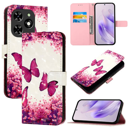 For Tecno Spark Go 2024 / Spark 20C 3D Painting Horizontal Flip Leather Phone Case(Rose Butterfly) by buy2fix