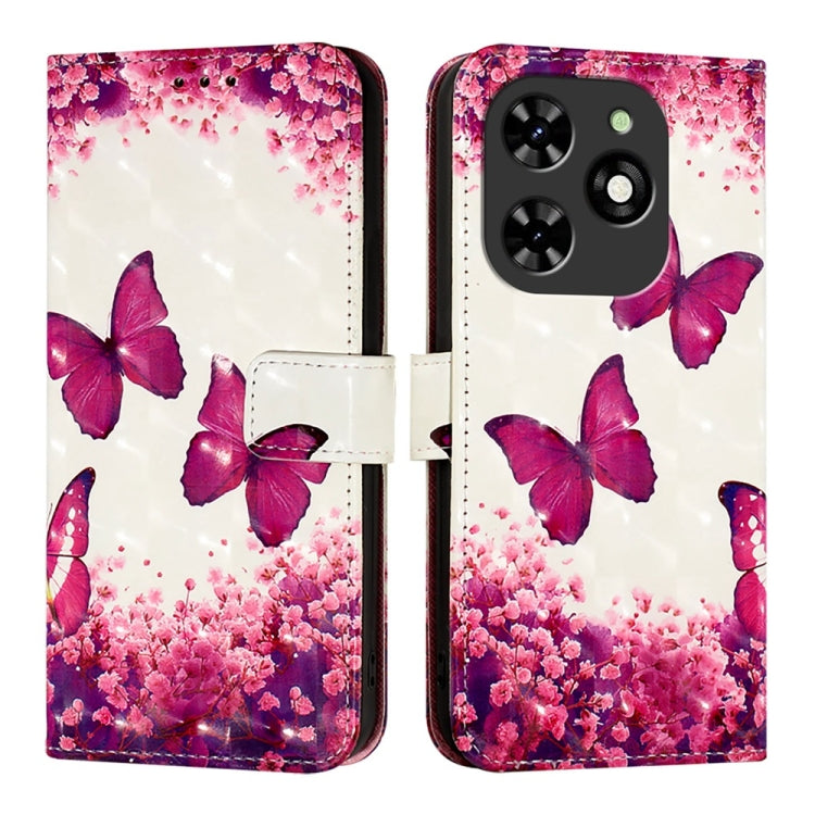 For Tecno Spark Go 2024 / Spark 20C 3D Painting Horizontal Flip Leather Phone Case(Rose Butterfly) by buy2fix