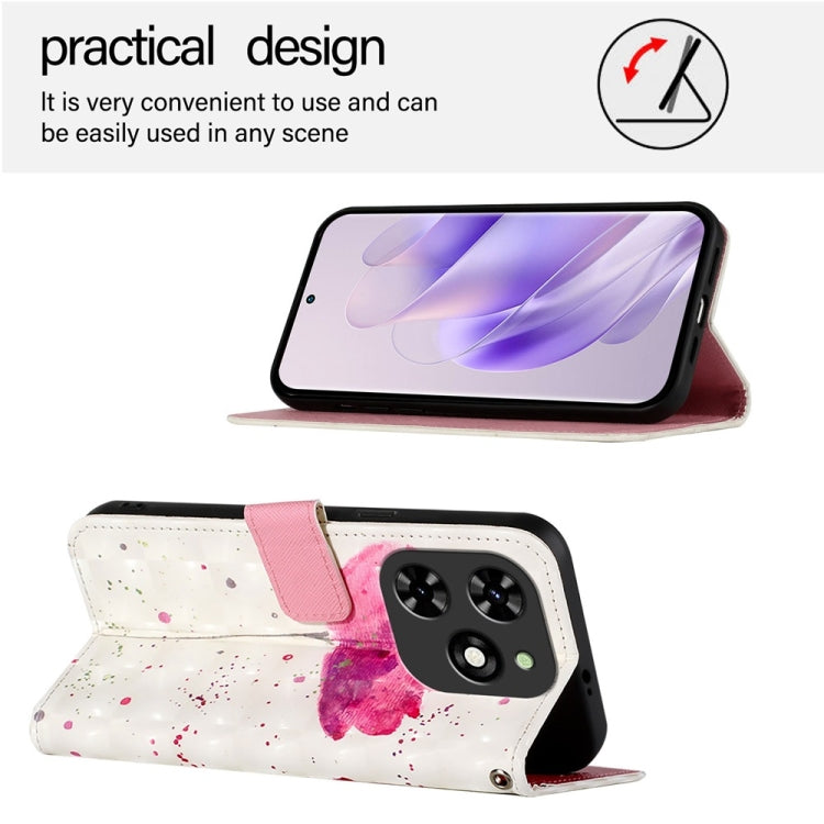 For Tecno Spark Go 2024 / Spark 20C 3D Painting Horizontal Flip Leather Phone Case(Flower) by buy2fix