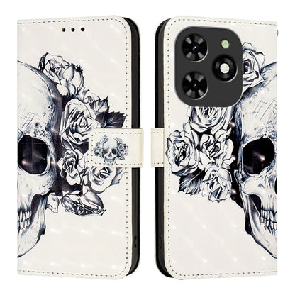 For Tecno Spark Go 2024 / Spark 20C 3D Painting Horizontal Flip Leather Phone Case(Skull) by buy2fix