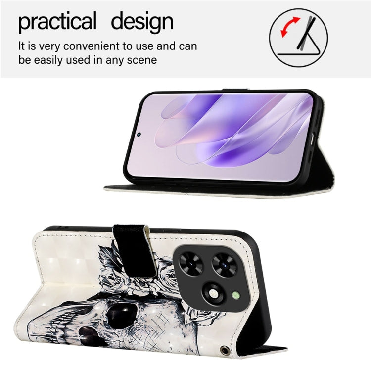 For Tecno Spark Go 2024 / Spark 20C 3D Painting Horizontal Flip Leather Phone Case(Skull) by buy2fix