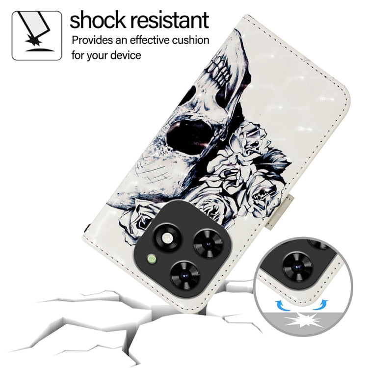 For Tecno Spark Go 2024 / Spark 20C 3D Painting Horizontal Flip Leather Phone Case(Skull) by buy2fix