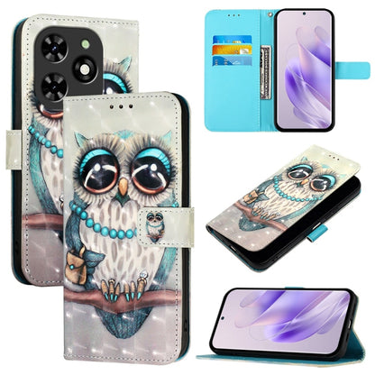 For Tecno Spark Go 2024 / Spark 20C 3D Painting Horizontal Flip Leather Phone Case(Grey Owl) by buy2fix