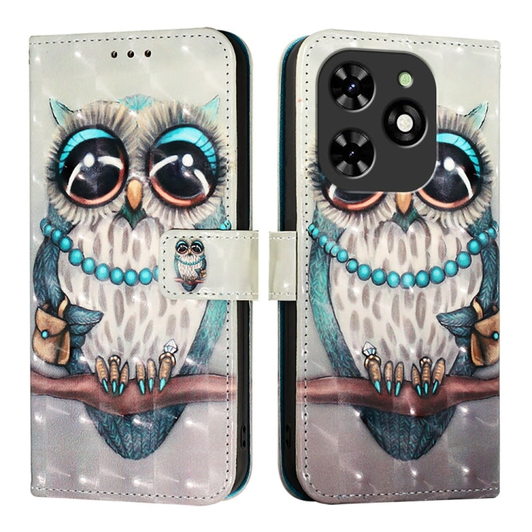 For Tecno Spark Go 2024 / Spark 20C 3D Painting Horizontal Flip Leather Phone Case(Grey Owl) by buy2fix