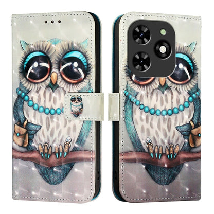 For Tecno Spark Go 2024 / Spark 20C 3D Painting Horizontal Flip Leather Phone Case(Grey Owl) by buy2fix