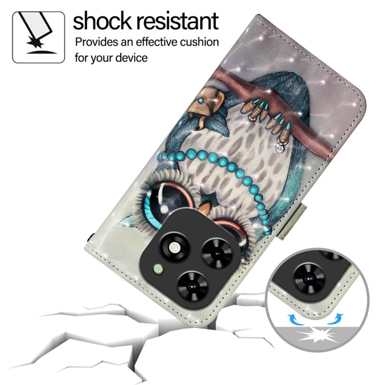 For Tecno Spark Go 2024 / Spark 20C 3D Painting Horizontal Flip Leather Phone Case(Grey Owl) by buy2fix