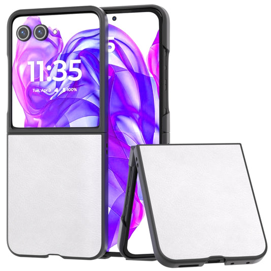 For Motorola Razr 50 Ultra Dual Color Lichi Texture PU Phone Case(White) - Motorola Cases by buy2fix | Online Shopping UK | buy2fix