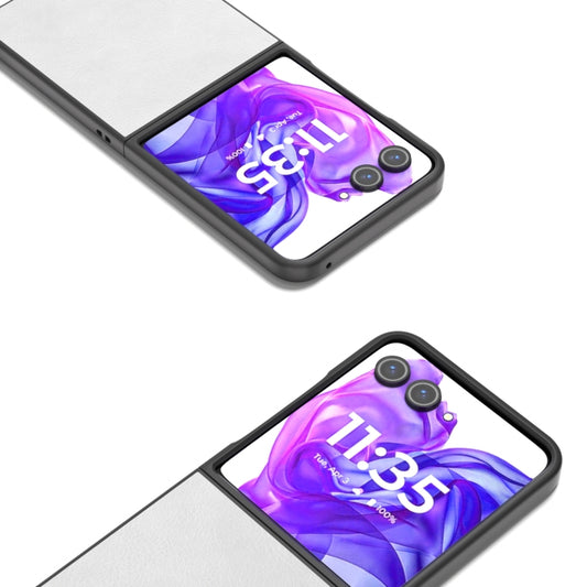 For Motorola Razr 50 Ultra Dual Color Lichi Texture PU Phone Case(White) - Motorola Cases by buy2fix | Online Shopping UK | buy2fix