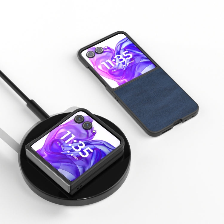 For Motorola Razr 50 Ultra Cowhide Texture PU Phone Case(Blue) by buy2fix