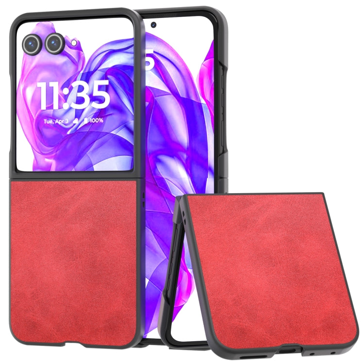 For Motorola Razr 50 Ultra Cowhide Texture PU Phone Case(Red) by buy2fix