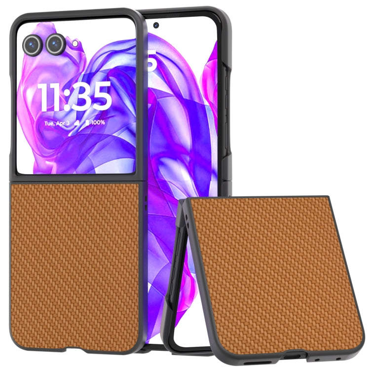 For Motorola Razr 50 Ultra Carbon Fiber Texture Protective Phone Case(Light Brown) by buy2fix