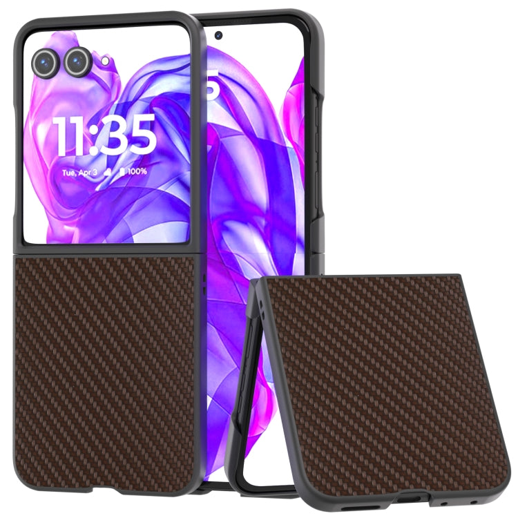 For Motorola Razr 50 Ultra Carbon Fiber Texture Protective Phone Case(Dark Brown) - Motorola Cases by buy2fix | Online Shopping UK | buy2fix