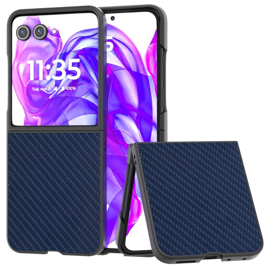 For Motorola Razr 50 Ultra Carbon Fiber Texture Protective Phone Case(Dark Blue) - Motorola Cases by buy2fix | Online Shopping UK | buy2fix