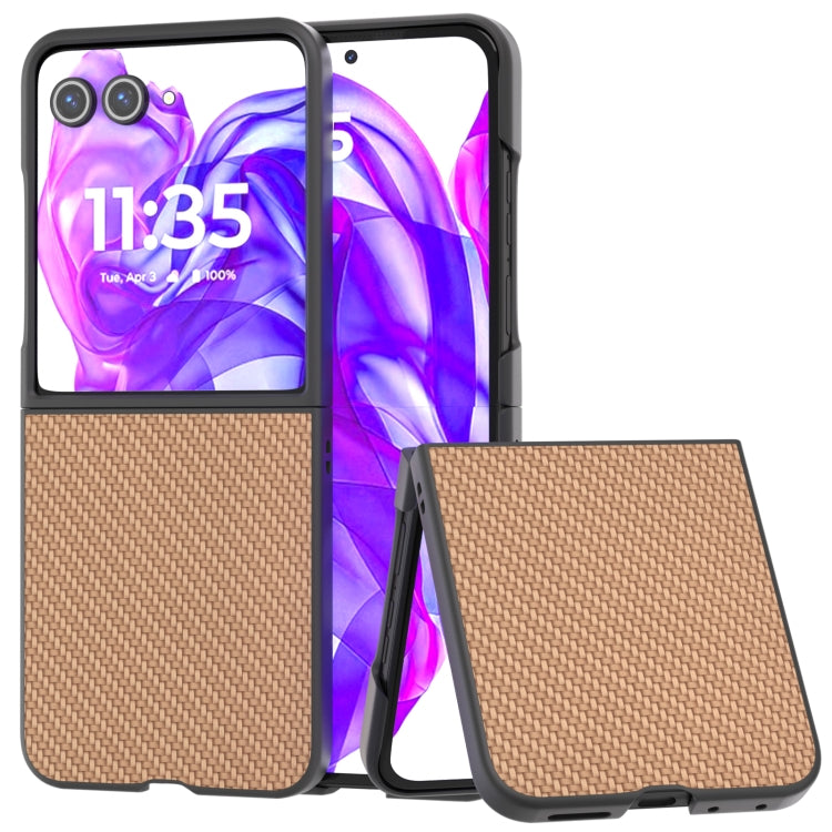 For Motorola Razr 50 Ultra Carbon Fiber Texture Protective Phone Case(Gold) - Motorola Cases by buy2fix | Online Shopping UK | buy2fix