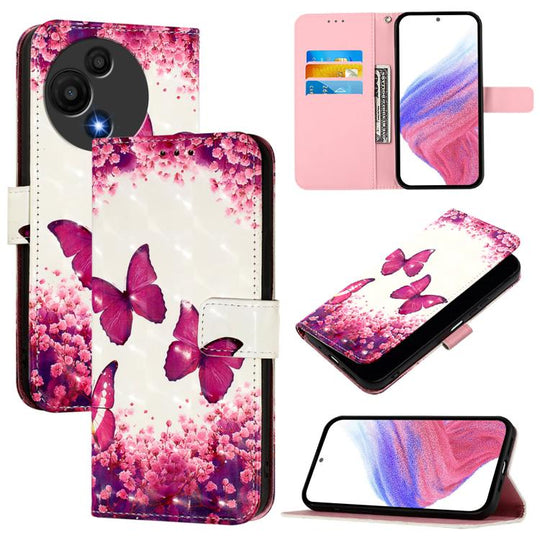 For TCL 605 / 60 SE 3D Painting Horizontal Flip Leather Phone Case(Rose Butterfly)