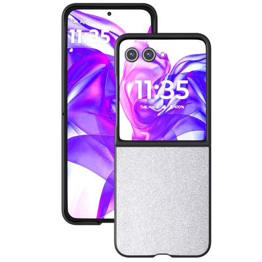 For Motorola Razr 50 Ultra Glitter Full Coverage PU + PC Phone Case(Silver) by buy2fix