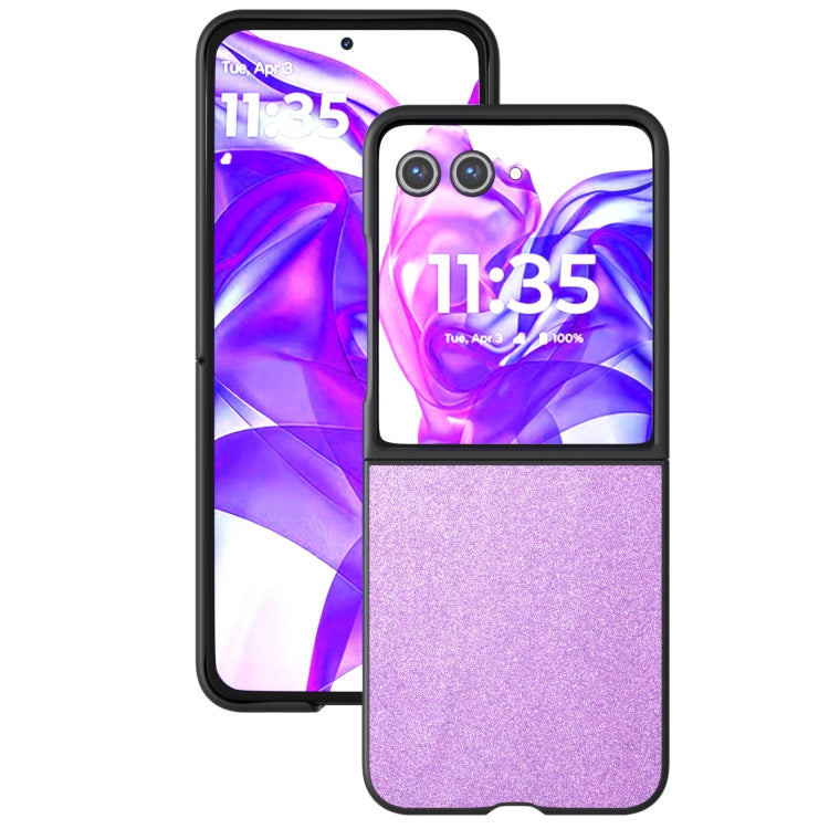 For Motorola Razr 50 Ultra Glitter Full Coverage PU + PC Phone Case(Purple) by buy2fix