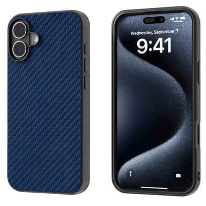 For iPhone 16 Plus Carbon Fiber Texture Protective Phone Case(Dark Blue) by buy2fix