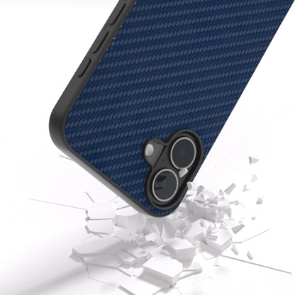 For iPhone 16 Plus Carbon Fiber Texture Protective Phone Case(Dark Blue) by buy2fix