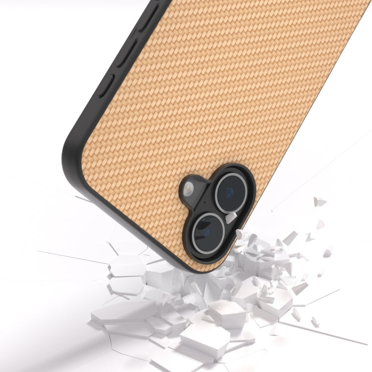 For iPhone 16 Plus Carbon Fiber Texture Protective Phone Case(Gold) by buy2fix