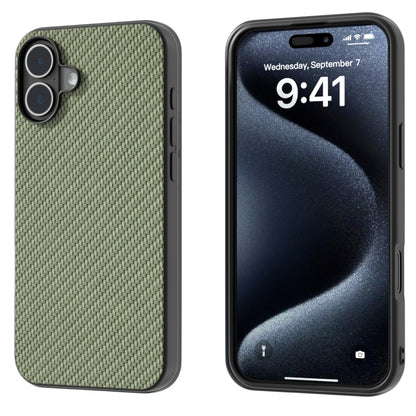 For iPhone 16 Plus Carbon Fiber Texture Protective Phone Case(Green) by buy2fix
