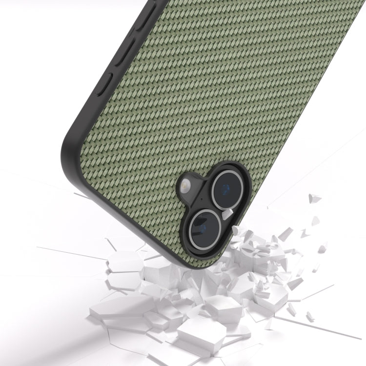 For iPhone 16 Plus Carbon Fiber Texture Protective Phone Case(Green) by buy2fix