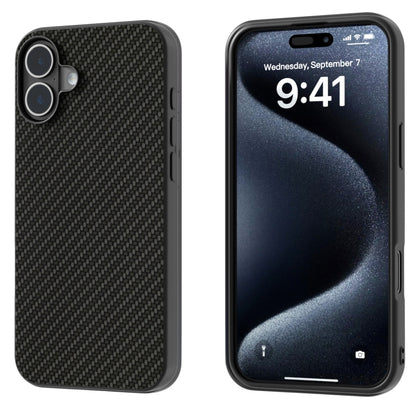For iPhone 16 Plus Carbon Fiber Texture Protective Phone Case(Black) by buy2fix
