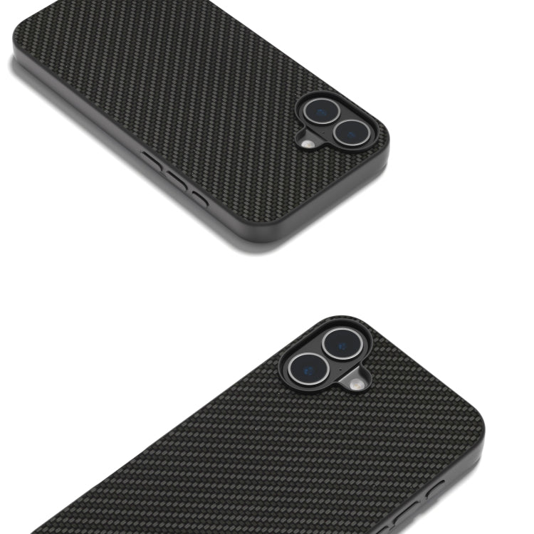 For iPhone 16 Plus Carbon Fiber Texture Protective Phone Case(Black) by buy2fix