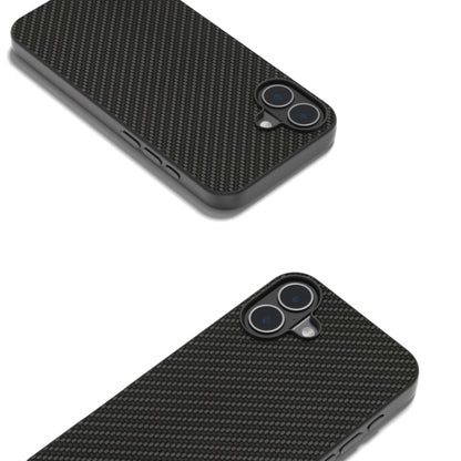 For iPhone 16 Plus Carbon Fiber Texture Protective Phone Case(Black) by buy2fix