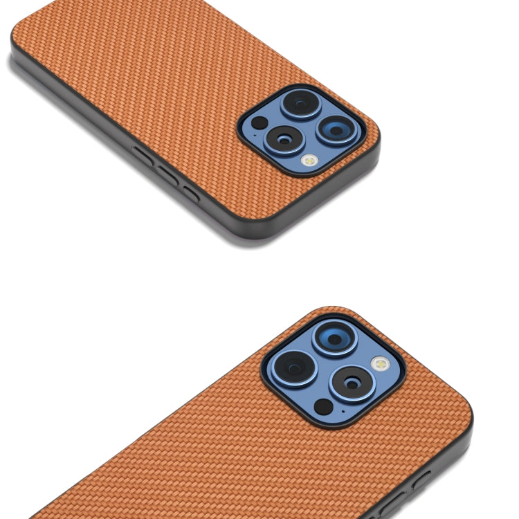For iPhone 16 Pro Max Carbon Fiber Texture Protective Phone Case(Light Brown) by buy2fix