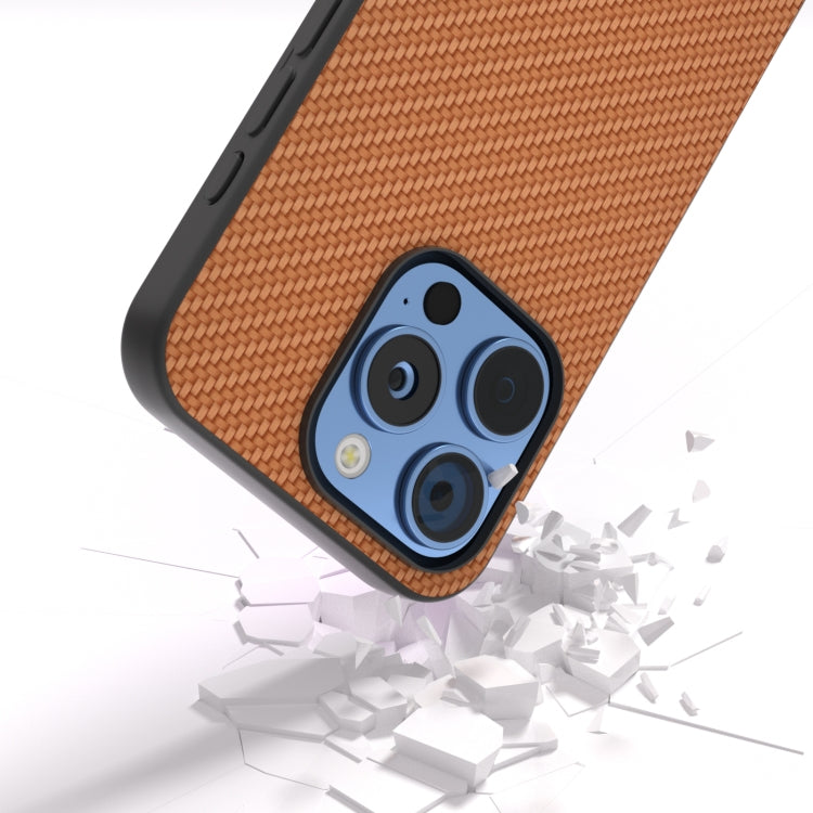 For iPhone 16 Pro Max Carbon Fiber Texture Protective Phone Case(Light Brown) by buy2fix