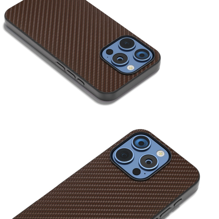 For iPhone 16 Pro Max Carbon Fiber Texture Protective Phone Case(Dark Brown) by buy2fix