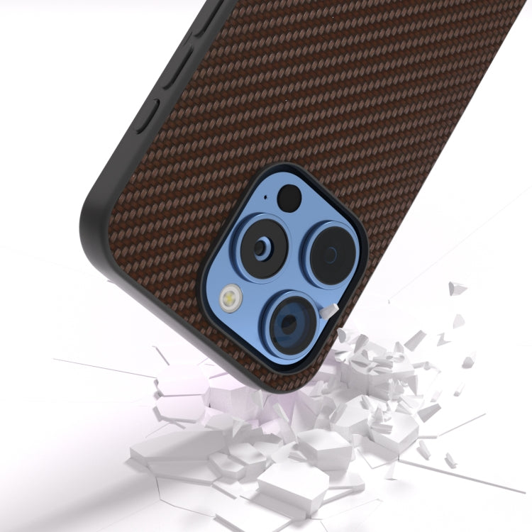 For iPhone 16 Pro Max Carbon Fiber Texture Protective Phone Case(Dark Brown) by buy2fix
