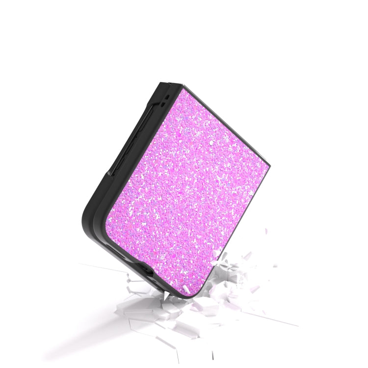 For Motorola Razr 50 Ultra Black Frame Colorful Glitter Phone Case(Dark Pink) by buy2fix