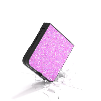 For Motorola Razr 50 Ultra Black Frame Colorful Glitter Phone Case(Dark Pink) by buy2fix