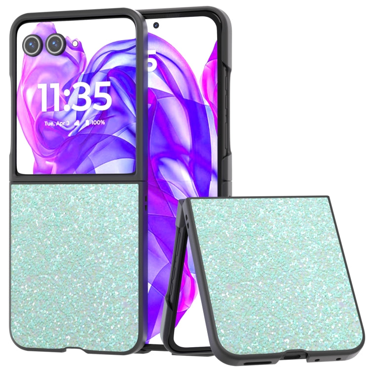 For Motorola Razr 50 Ultra Black Frame Colorful Glitter Phone Case(Light Green) by buy2fix