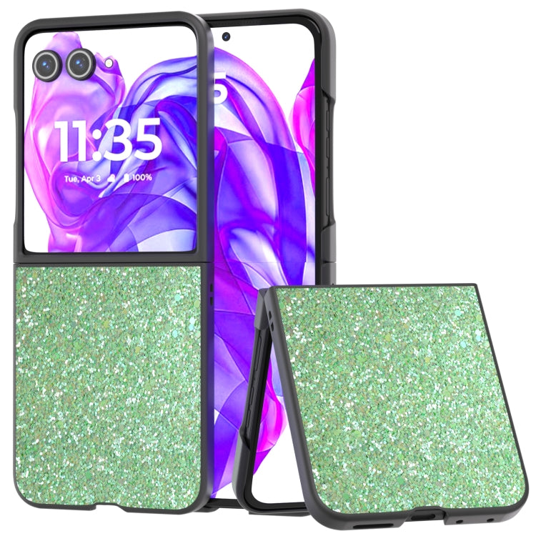 For Motorola Razr 50 Ultra Black Frame Colorful Glitter Phone Case(Dark Green) by buy2fix