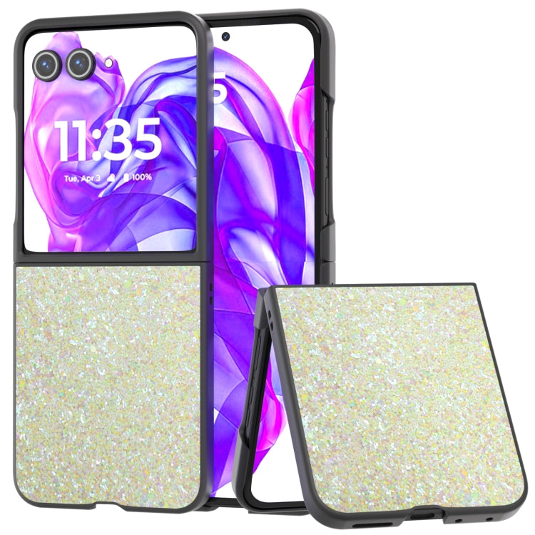 For Motorola Razr 50 Ultra Black Frame Colorful Glitter Phone Case(Gold) by buy2fix