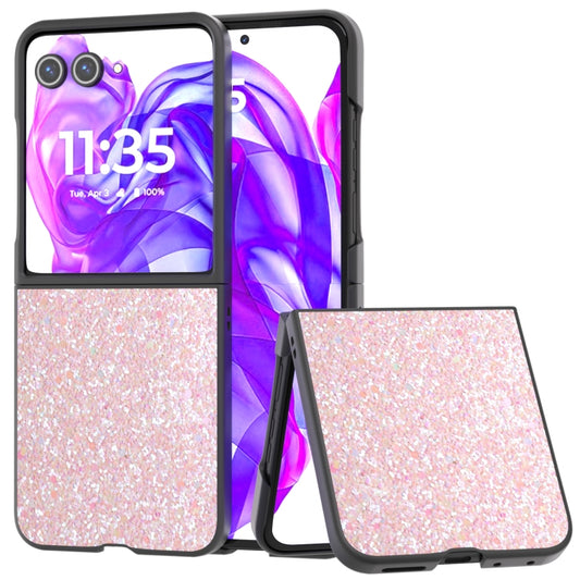 For Motorola Razr 50 Ultra Black Frame Colorful Glitter Phone Case(Pink) by buy2fix