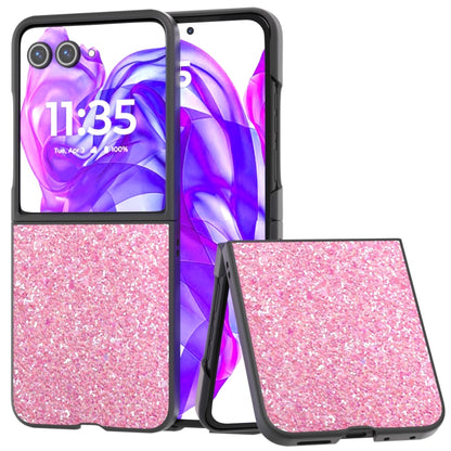 For Motorola Razr 50 Ultra Black Frame Colorful Glitter Phone Case(Purple Pink) by buy2fix