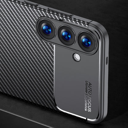 For Samsung Galaxy S25+ 5G Carbon Fiber Texture Shockproof TPU Phone Case(Black) by buy2fix