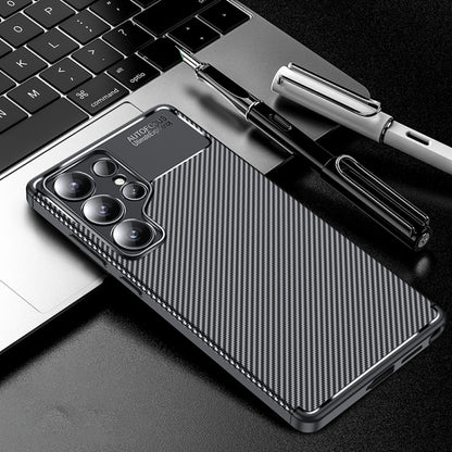 For Samsung Galaxy S25 Ultra 5G Carbon Fiber Texture Shockproof TPU Phone Case(Black) by buy2fix