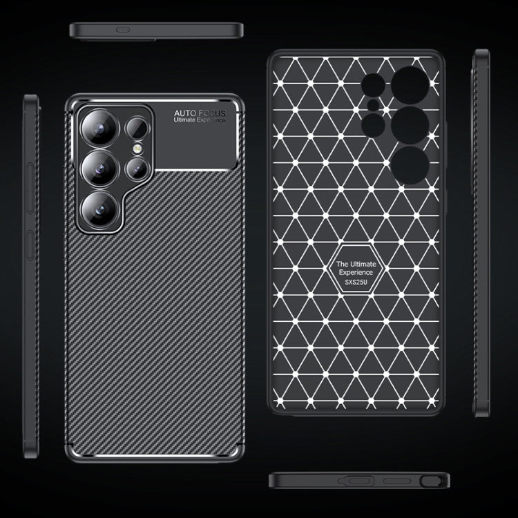 For Samsung Galaxy S25 Ultra 5G Carbon Fiber Texture Shockproof TPU Phone Case(Black) by buy2fix